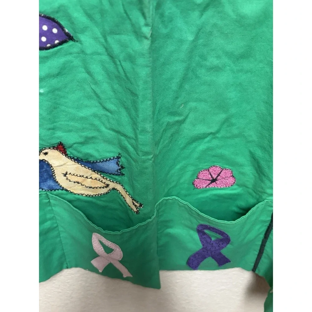 Handmade Awareness Apron artisans Smock Teacher Hand Embroidered Green 32